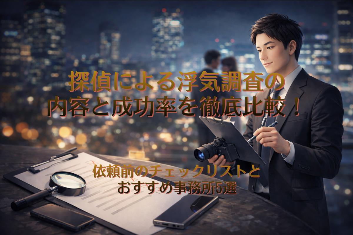 探偵による浮気調査の内容と成功率を徹底比較！依頼前のチェックリストとおすすめ事務所5選