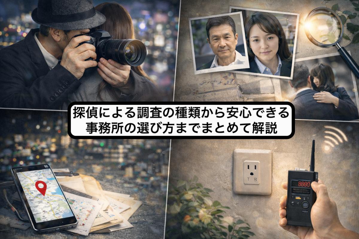 探偵による調査の種類から安心できる事務所の選び方までまとめて解説